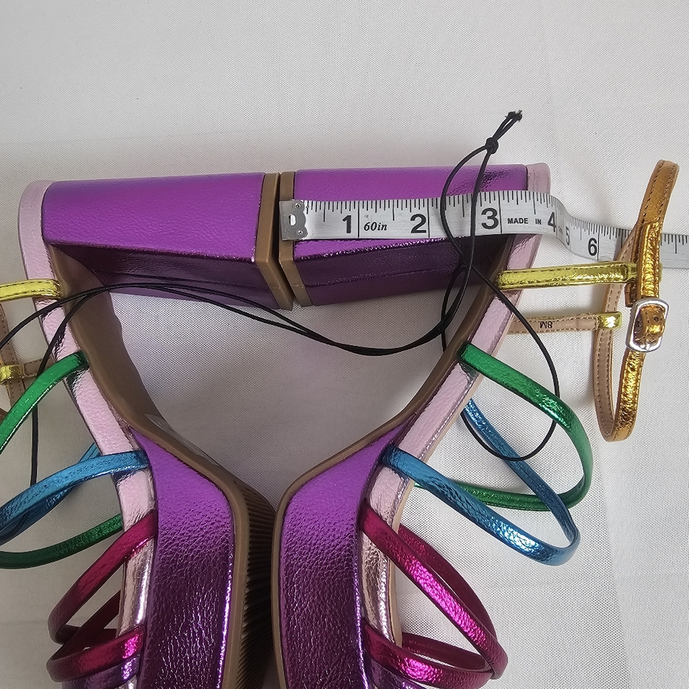 Pop Fuchsia Multi Colored Kallie Heeled Sandals Size 8 - Picture 8 of 13